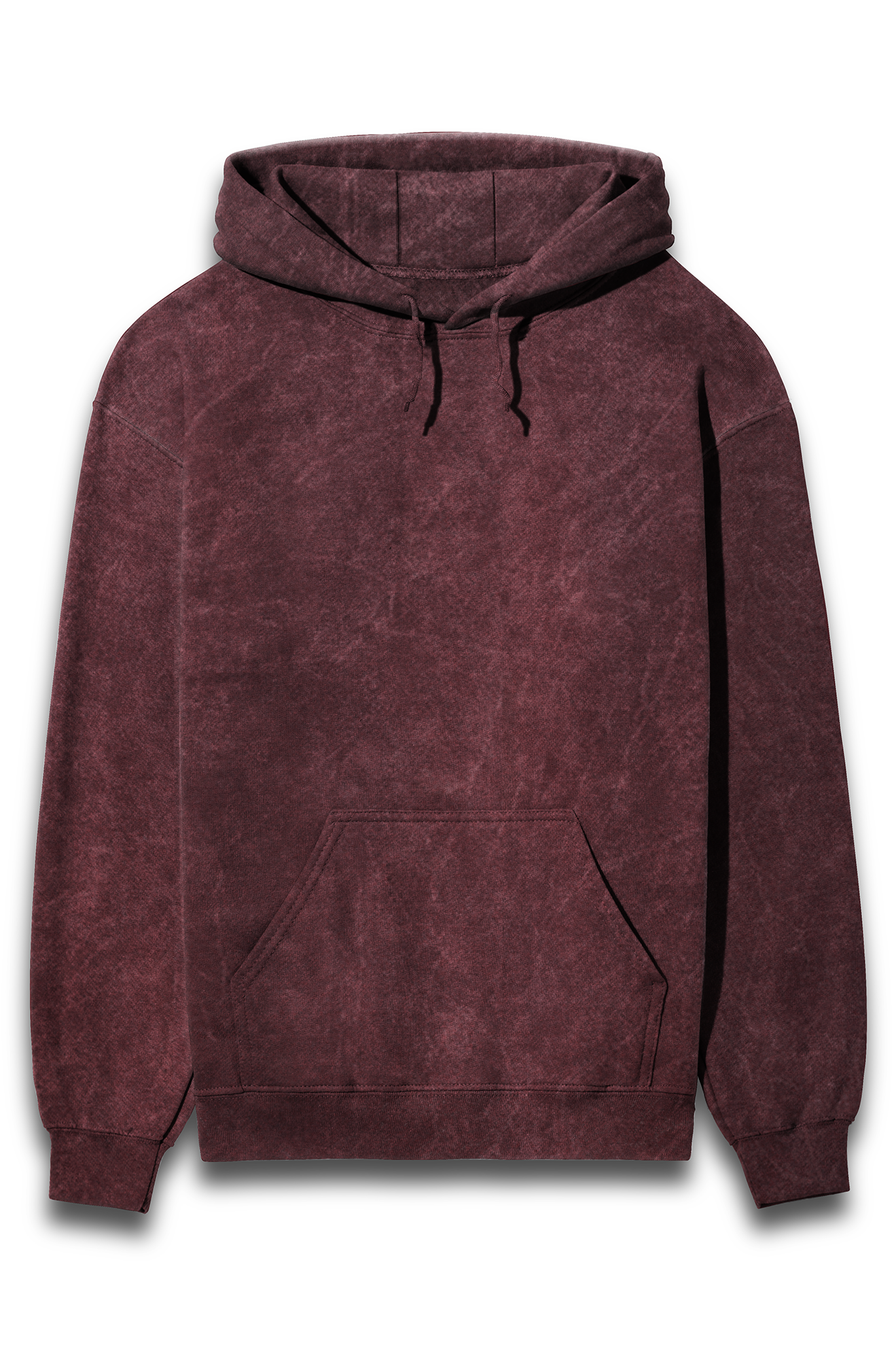 Acid Wash Hooded Sweatshirt - Maroon