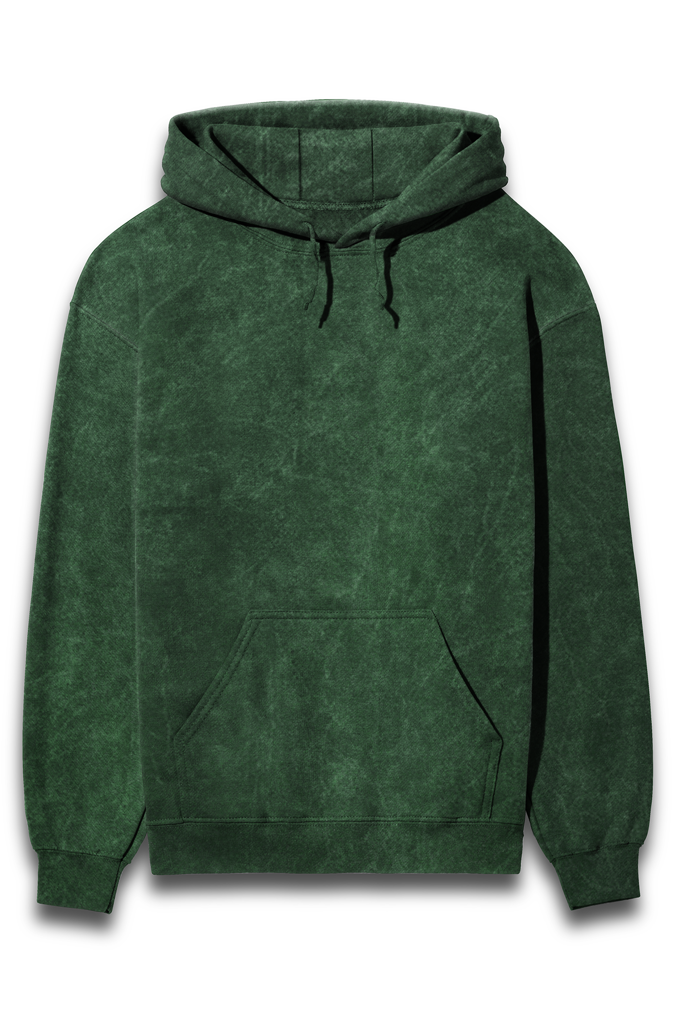 Acid Wash Hooded Sweatshirt - Bottle Green