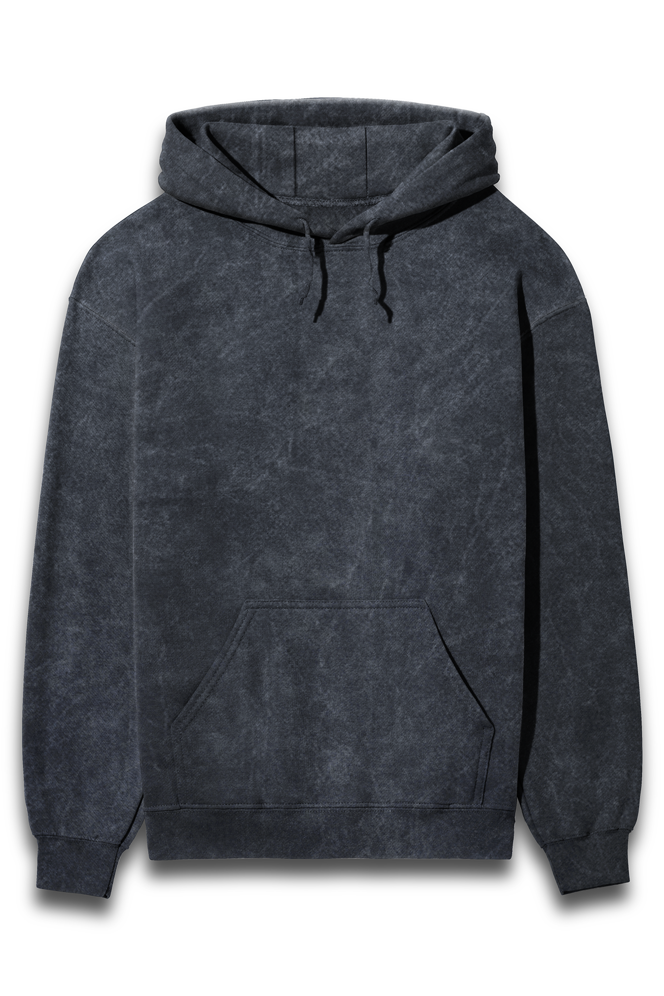 Acid Wash Hooded Sweatshirt - Navy Blue